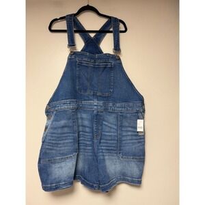 Lane Bryant‎ Blue Denim Shortalls Plus Size 24 Medium Wash Overalls 12013